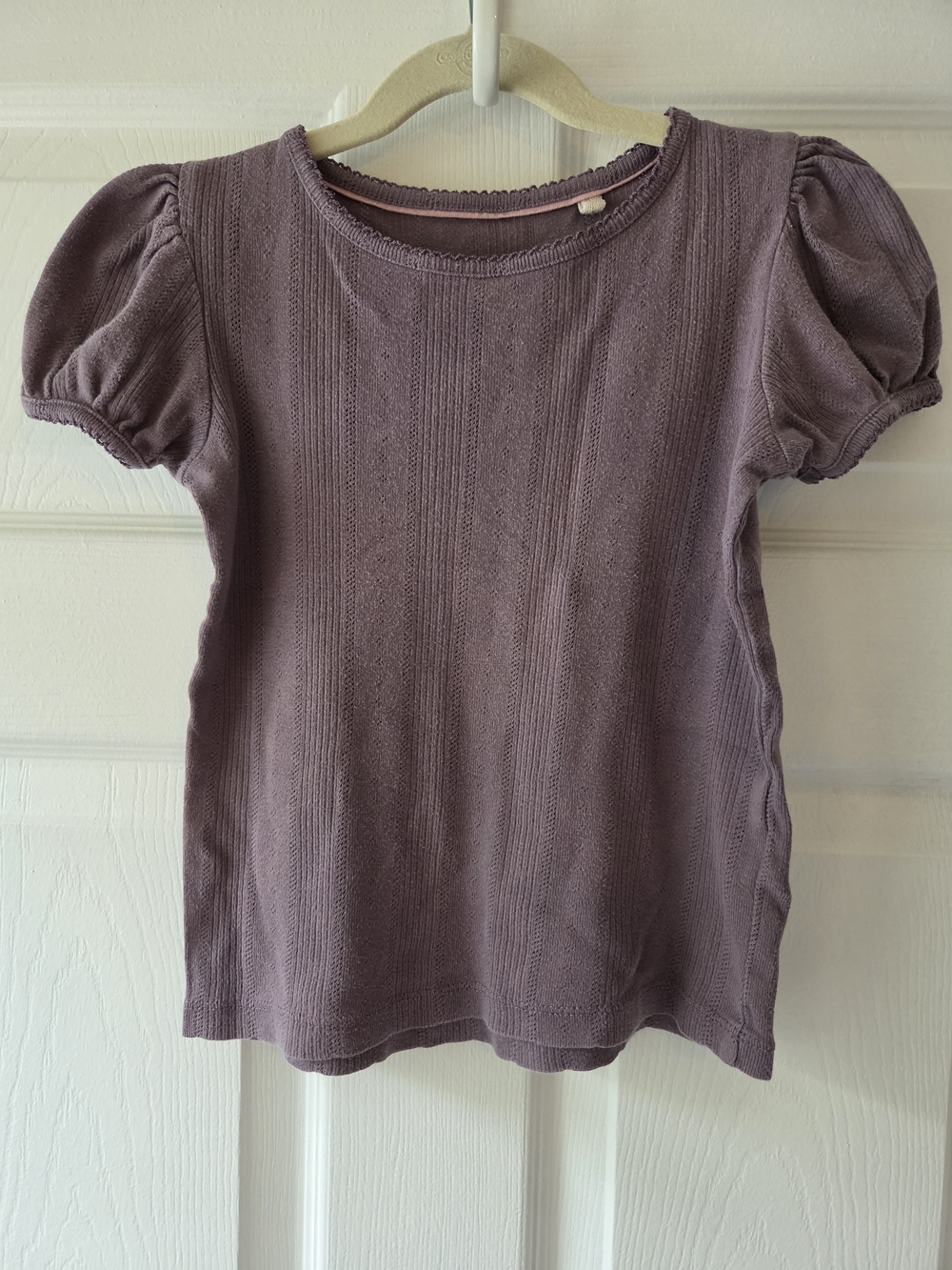 Mini Boden Short Sleeve Pointelle Tee in Purple 5-6Yrs